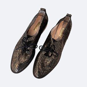 Louise‎ et Cie Lo-Fenn Block Heel Leather Derby Lace Up Size 11 Metalic